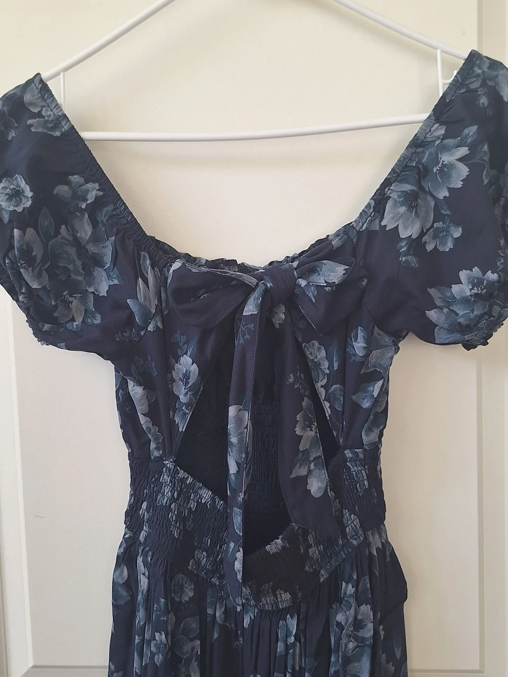 Boho Navy Blue Floral Maxi Dress